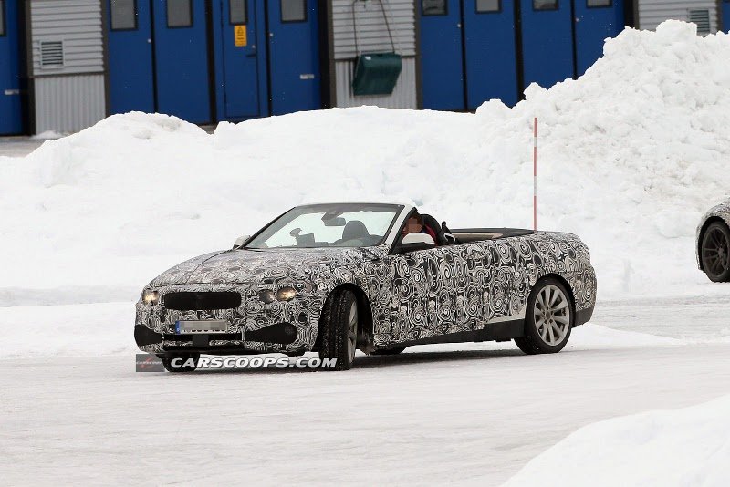 Фотошпионы поймали кабриолет BMW 4-Series на зимних тестах
