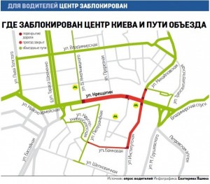 Киев в баррикадах: как объехать перекрытые улицы (КАРТА)